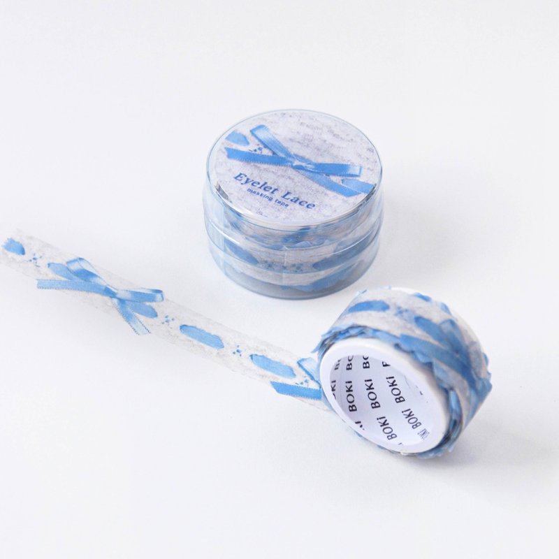 Eyelet Lace Die-cut Masking Tape | Serenity Ribbon - 紙膠帶/和紙/PET - 紙 藍色