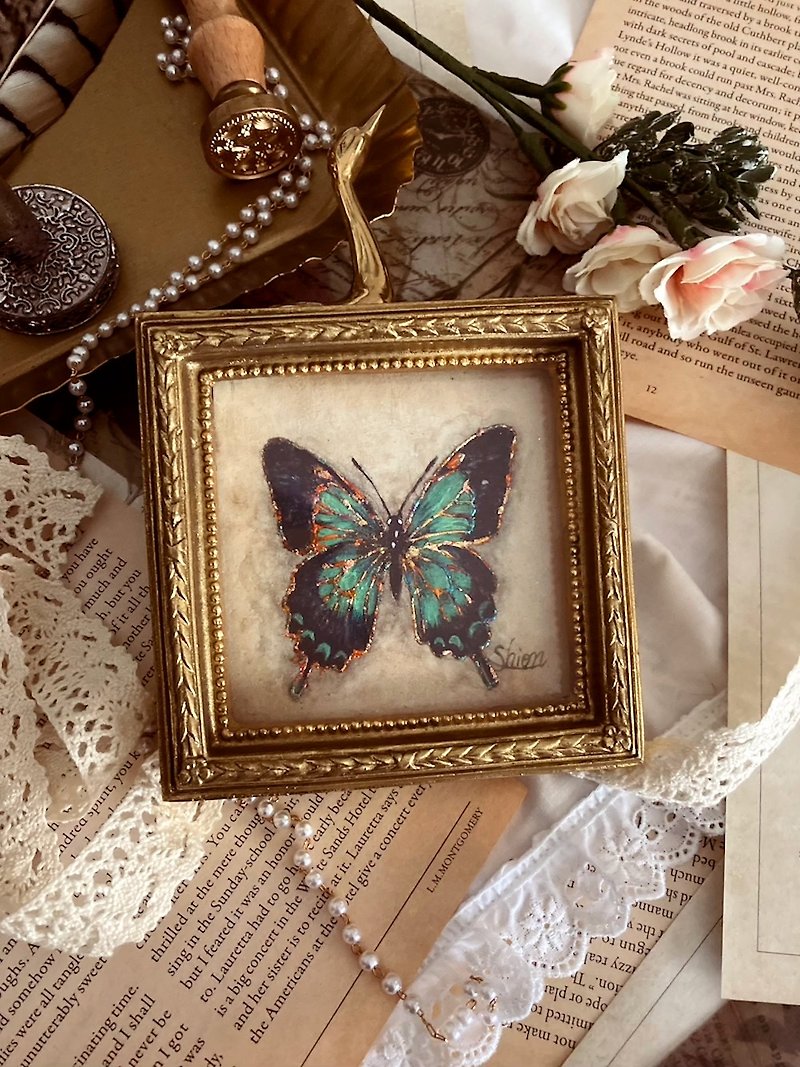 Swallowtail butterfly framed art-Papilio lorquinianus ,Antique Style,Miniature - Posters - Paper Green