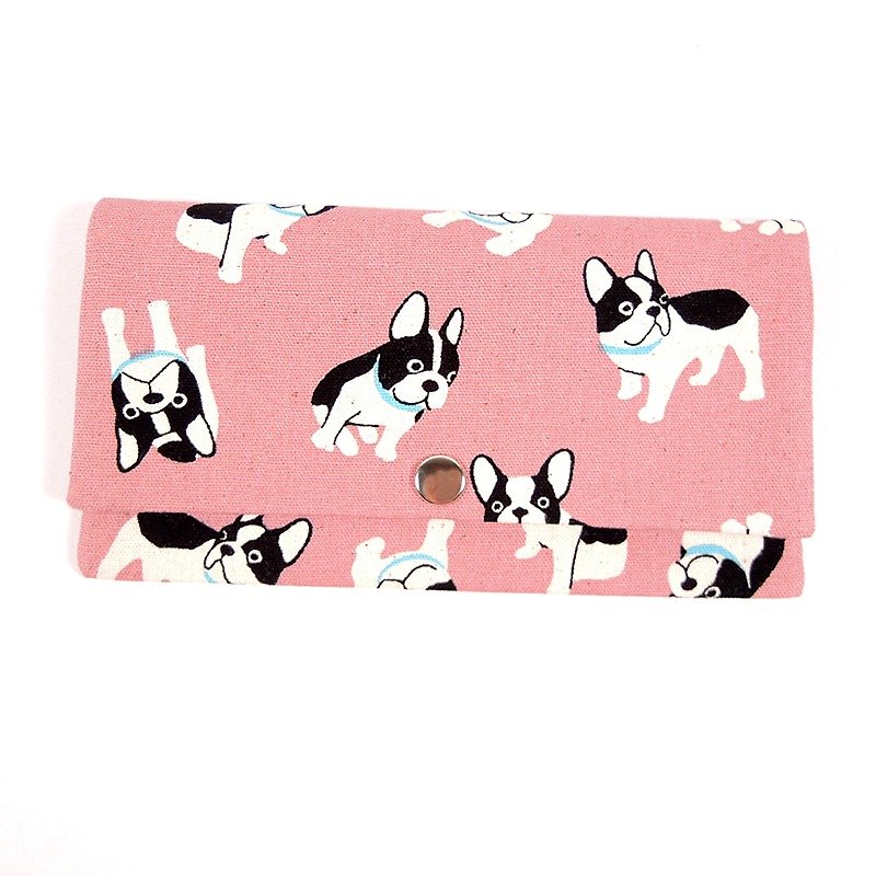 Red envelopes bankbook cash pouch - Bulldog (pink) - กระเป๋าสตางค์ - ผ้าฝ้าย/ผ้าลินิน สึชมพู