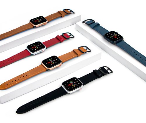 The Hood Pinkoi 旗艦店 復古牛皮皮革錶帶 For Apple Watch Series 1-8,SE,Ultra 42-49