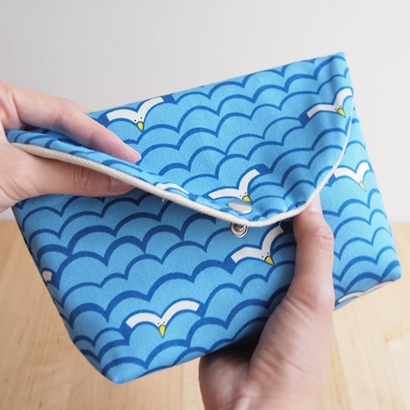 Seagull Cosmetic Bag Cute Pen Bag Storage File Camera Bag Bird Water Wave Free - Handbags & Totes - Cotton & Hemp 