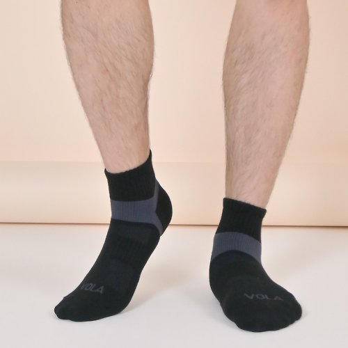 VOLA維菈文創 消臭專家 除臭足弓加壓短襪 台灣製 透氣網 機能襪 除臭襪 黑