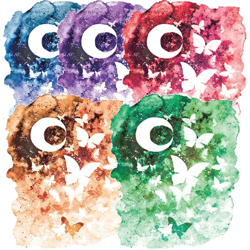 Watercolor Moon and Butterfly Sticker (siyans dreamy) - 貼紙 - 紙 多色