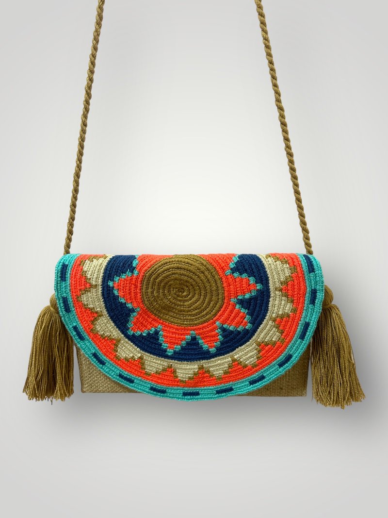 哥倫比亞 Wayuu 手織翻蓋包 - 側背包/斜背包 - 棉．麻 多色