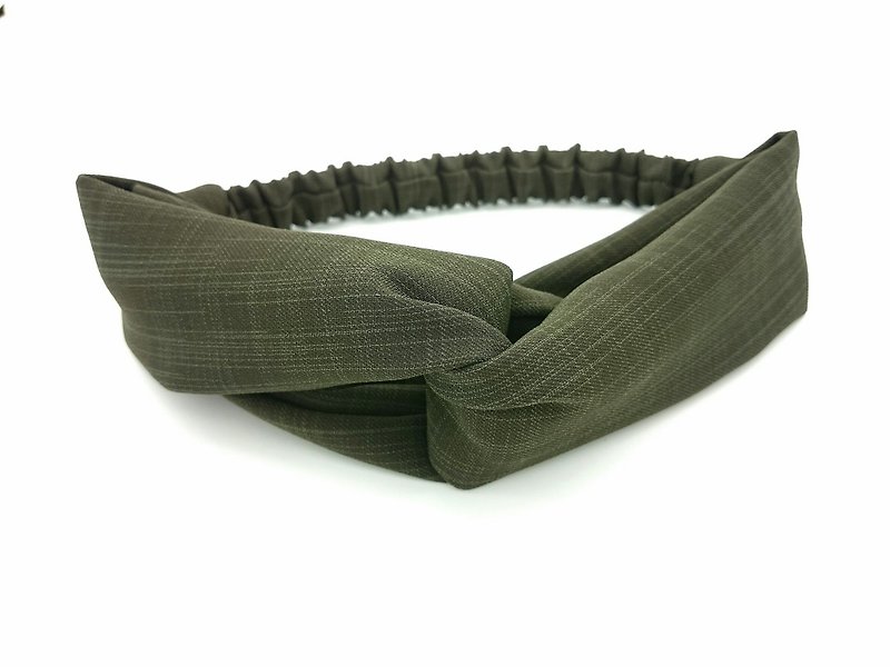 Plain Olive Green Cross Hairband*SK* - Headbands - Cotton & Hemp Green
