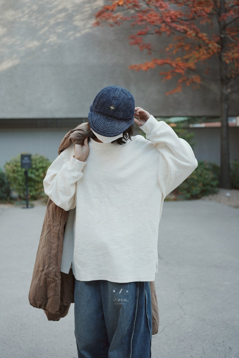 底層邏輯 粗粒感 厚手オーバーサイズトップス - 2色 - オフホワイト - トップス - コットン・麻 ホワイト