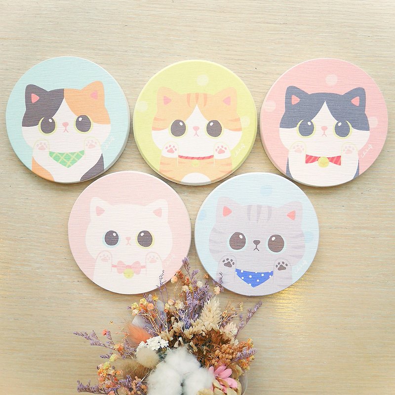 Cute chubby cat star person / ChiaBB brand new material Gui algae earth coaster (five colors) - Coasters - Other Materials Multicolor