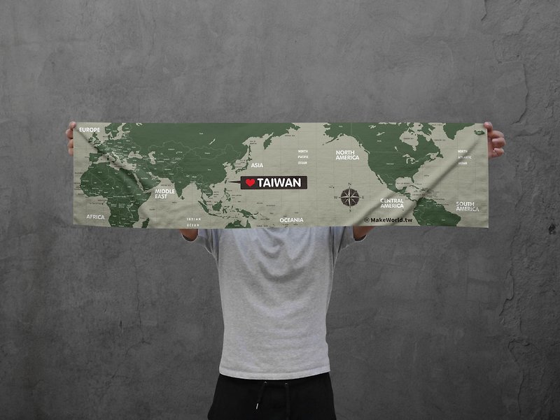 Make World map manufacturing sports towel (military green) - Towels - Polyester 