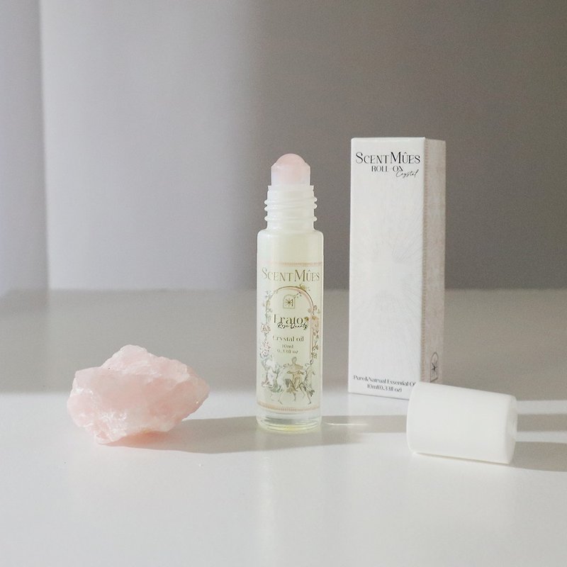 Erato Rose Quartz Plant Extract Energy Oil/10ml Rolling Ball Natural Crystal Happiness & Peach Blossom Confidence and Popularity - น้ำหอม - คริสตัล สึชมพู