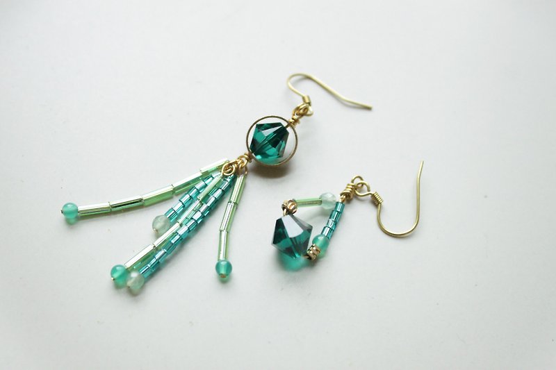 │水母│耳環-嵂崒 - 耳環/耳夾 - 其他金屬 綠色