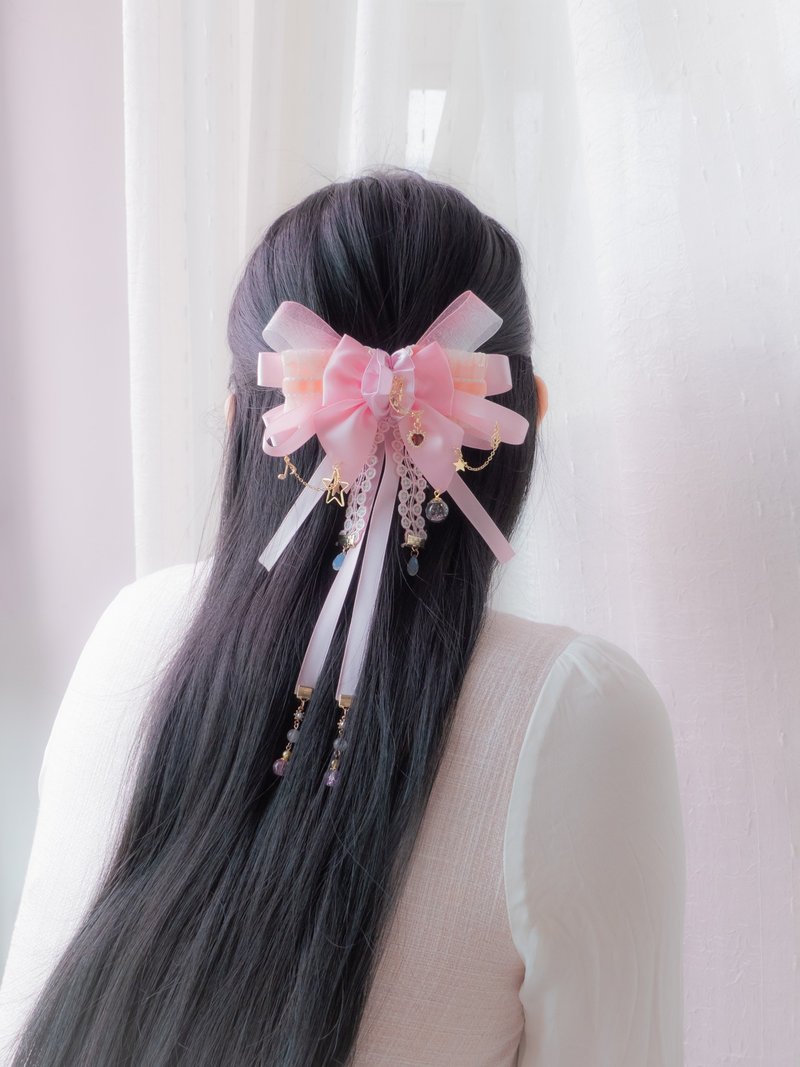 Little Swan Ribbon Mutil-usage Brooch/Hair Clip - เครื่องประดับผม - ดินเหนียว สึชมพู