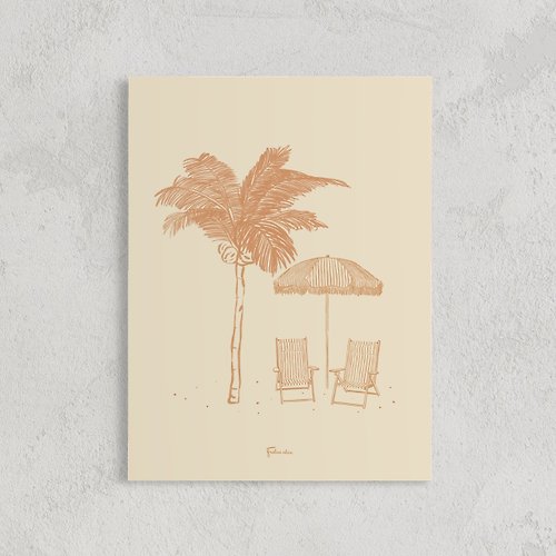 斐莉設計 Felice C. Art 椰樹下的悠然 印刷畫作 牆壁裝飾 卡片