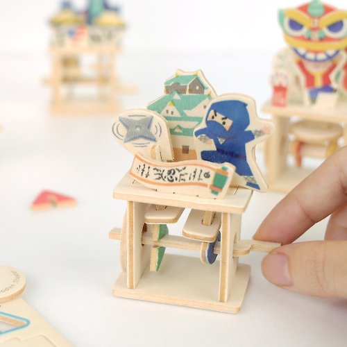 猴子設計 Monkey Design DIY模型玩具【木作小劇場-忍者大師】互動式明信片