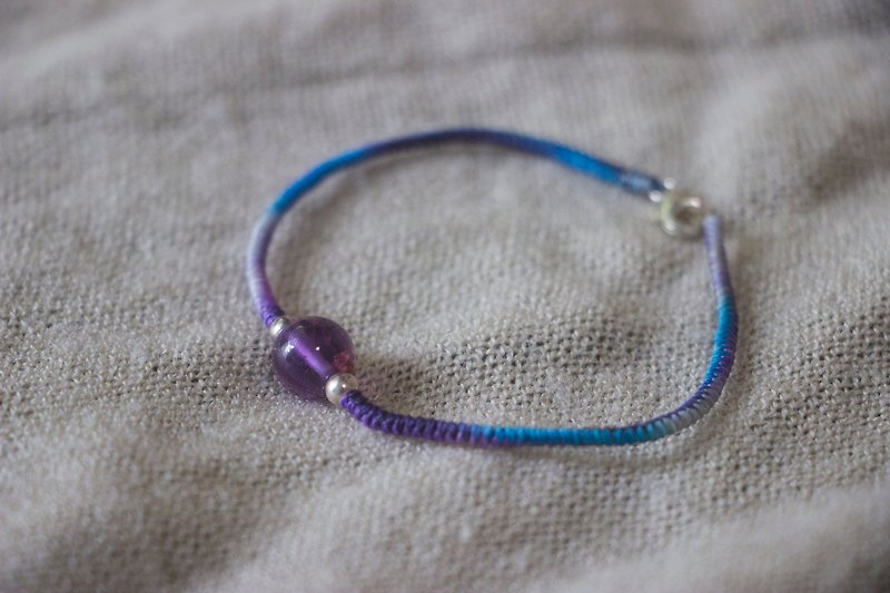 Purple Stone 925 Silver Snake Knot Bracelet - สร้อยข้อมือ - เส้นใยสังเคราะห์ สีน้ำเงิน