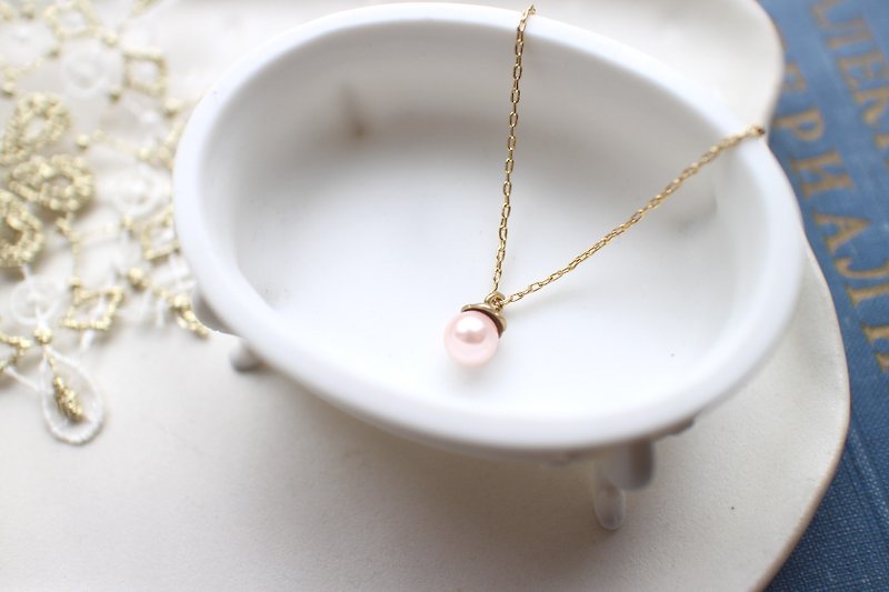 Pink pinecorn-Brass necklace - สร้อยคอ - โลหะ 