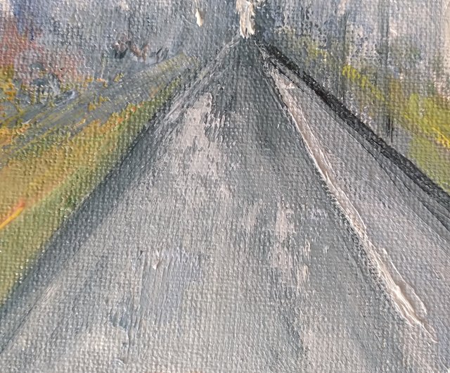 油絵。車で絵を描く。愛する人への贈り物。油絵運転