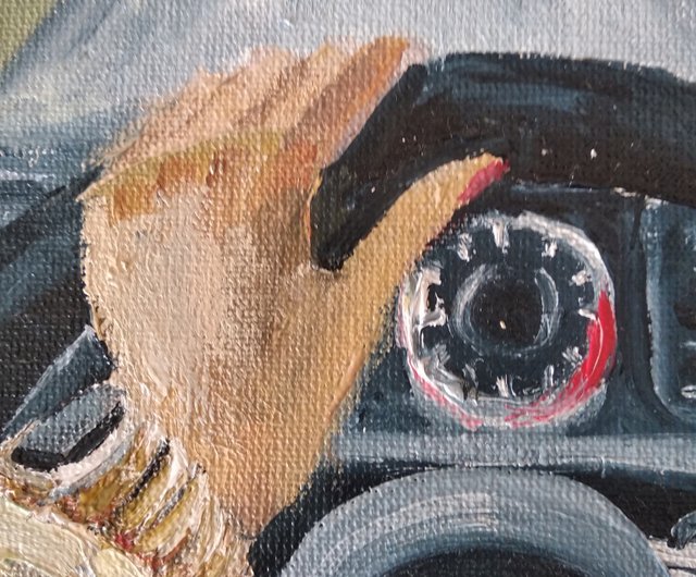 油絵。車で絵を描く。愛する人への贈り物。油絵運転