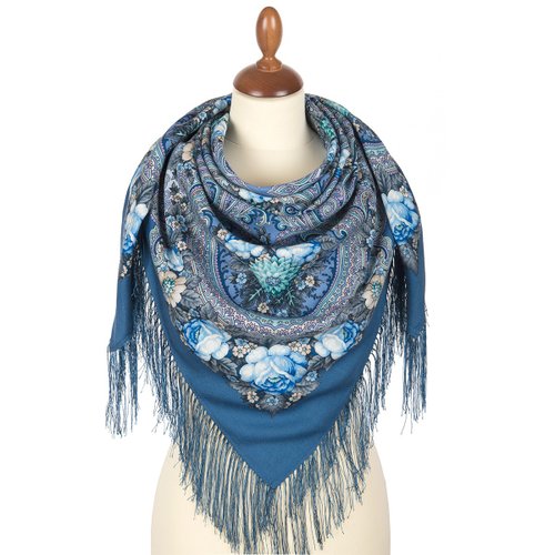 PAVLOVO POSAD SHAWLS Original Pavlovo Posad Russian Shawl 100% Wool Woolen Scarf 110x110 cm 1877-13