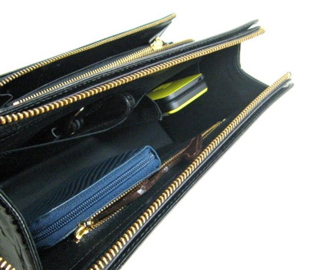 エナメル 財布付クラッチバック ブラック - ショップ edo-minagi エナメル 財布付クラッチバック ブラック - ショップ edo-minagi