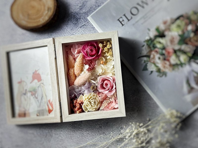 2F [Eternal Life 3D Photo Frame] Wedding Card Table/Wedding Gift/Home Furnishing/New House Gift/Wedding Small Items - Picture Frames - Wood Khaki
