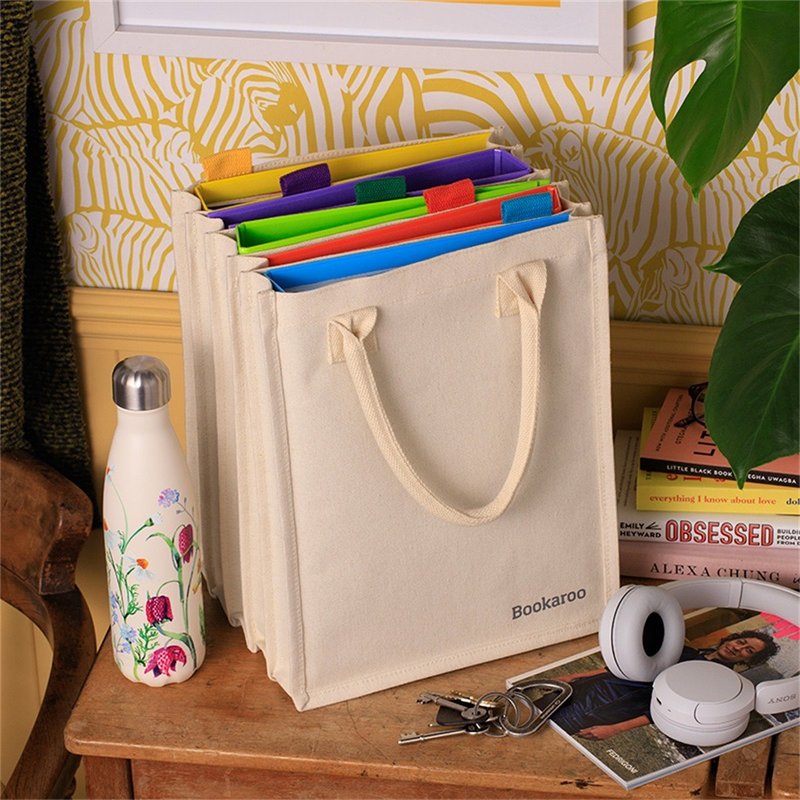 風琴式帆布收納包 棉質5層分格顏色標簽學習書包Bookaroo英國進口 - 手提包/手提袋 - 其他材質 