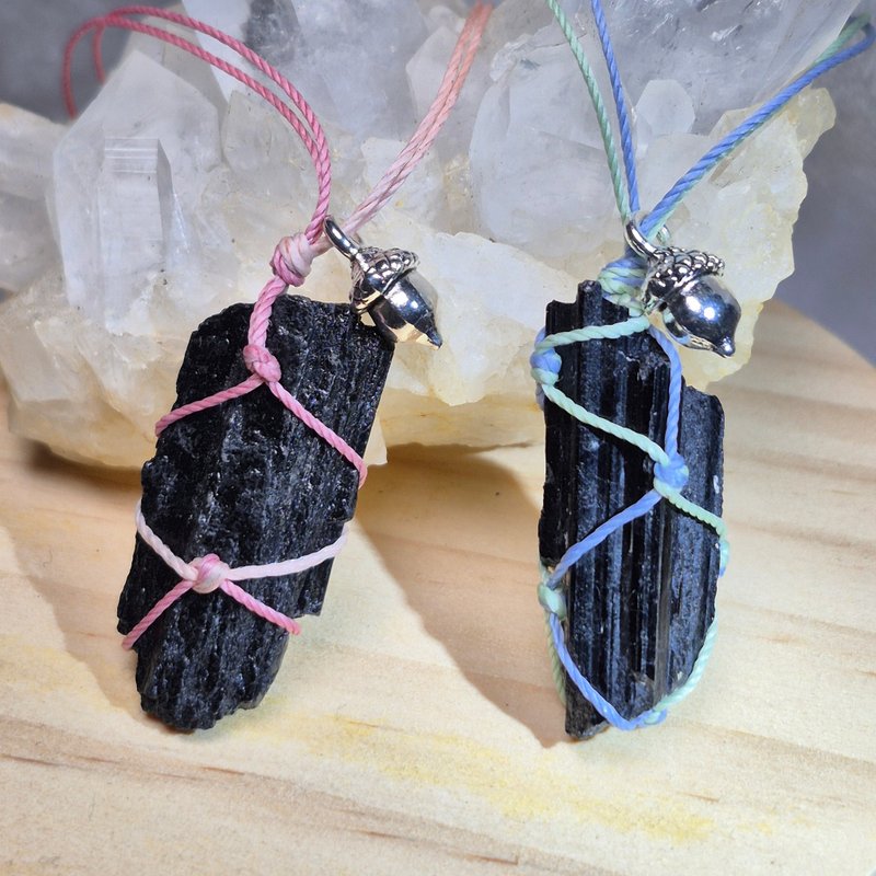 •豐收黑碧璽小吊飾• 綁線 黑碧璽 蠟線原礦吊飾/包掛 - 擺飾/家飾品 - 半寶石 多色
