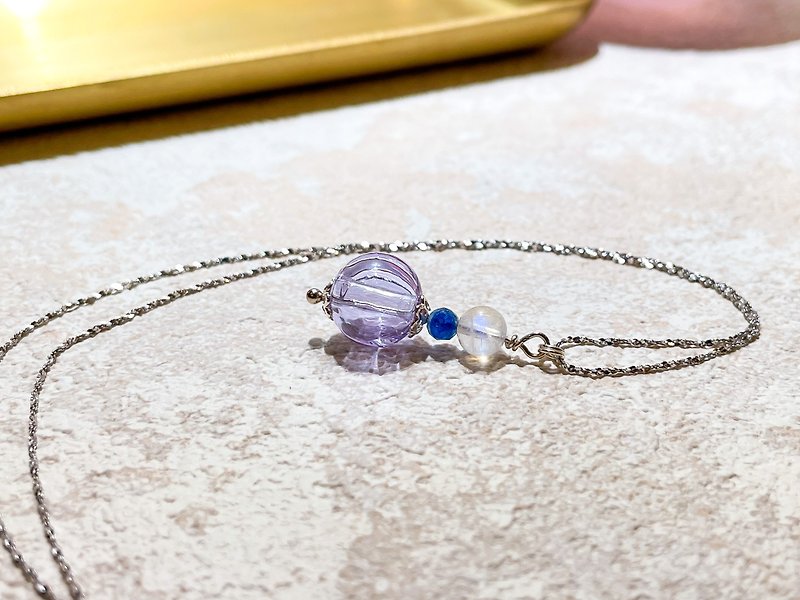 Blue Moonstone and Stone Sterling Silver Essential Oil Necklace - Necklaces - Sterling Silver Blue
