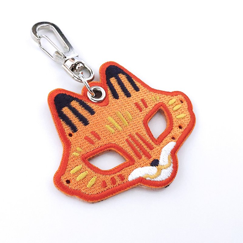 Fox Coffee/Fox Face Embroidery Pendant/Double-sided Embroidery/Accessory Stand/FOXXXCOFFEE - Charms - Thread Orange
