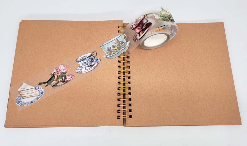 Tea party PET tape for scrapbooks, journals, and etc. - 紙膠帶/和紙/PET - 紙 