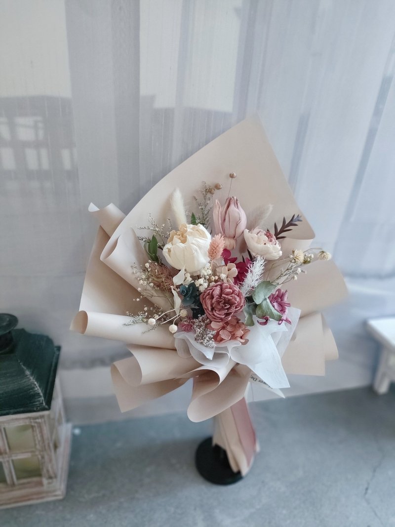 韓式-裸粉愛你-索拉乾燥擴香花束畢業 老師禮物 - 乾燥花/永生花 - 植物．花 粉紅色
