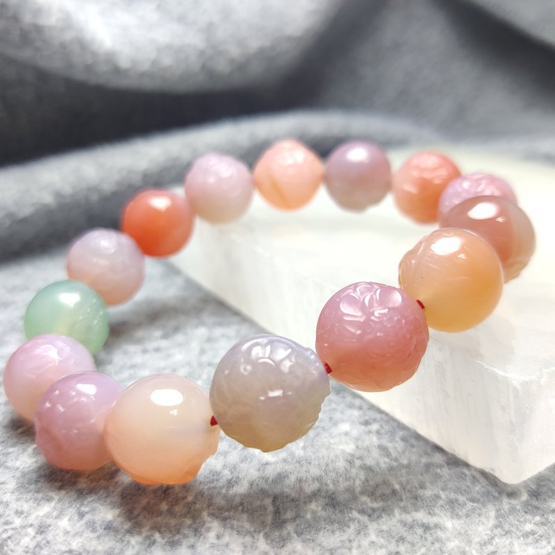 罕有 鹽源瑪瑙 Agate 中國 13.5mm 手串 手鍊 天然水晶 水晶手鍊 - 手鍊/手環 - 水晶 多色