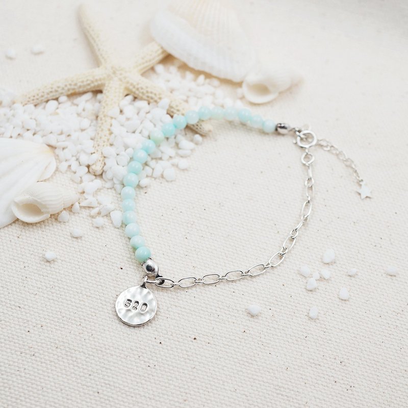 Freshwater Shell Beads Custom Sterling Silver Bracelet - สร้อยข้อมือ - เงินแท้ สีเงิน