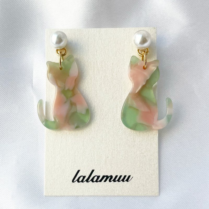 【Xmas gift】cats pierced earring - Earrings & Clip-ons - Other Materials Multicolor