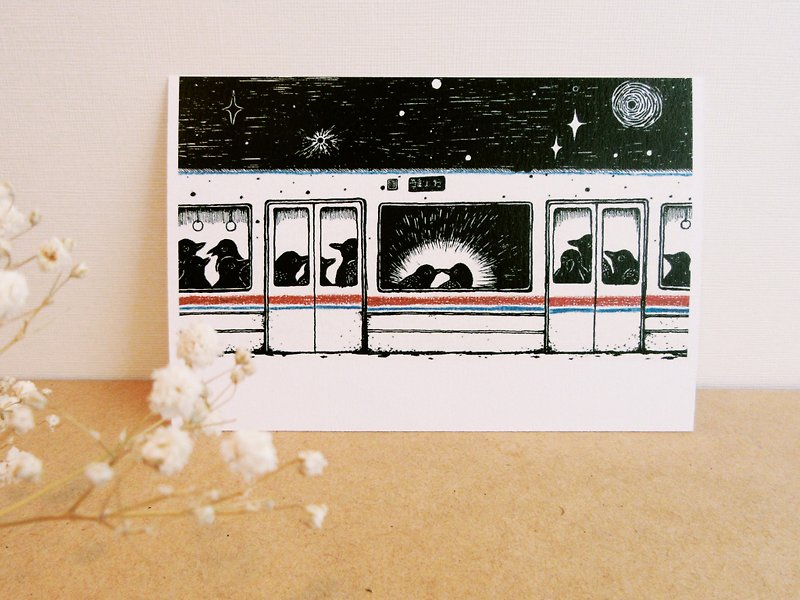 列車故事名信片1 - 前往上野時的勇氣 - 卡片/明信片 - 紙 黑色