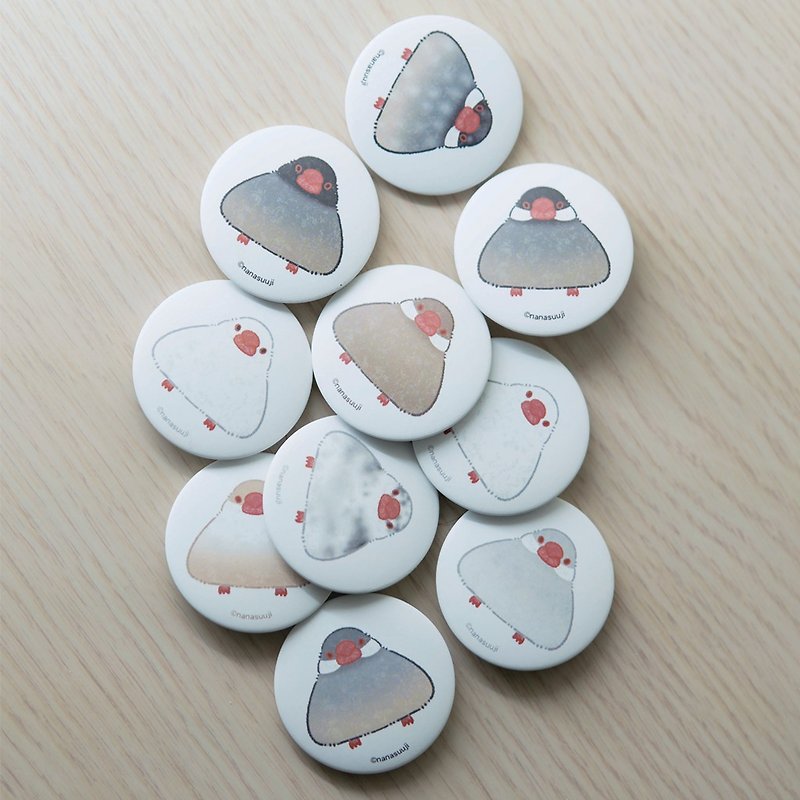 [Round rice ball series] Java sparrow can badge - Other - Other Materials Multicolor