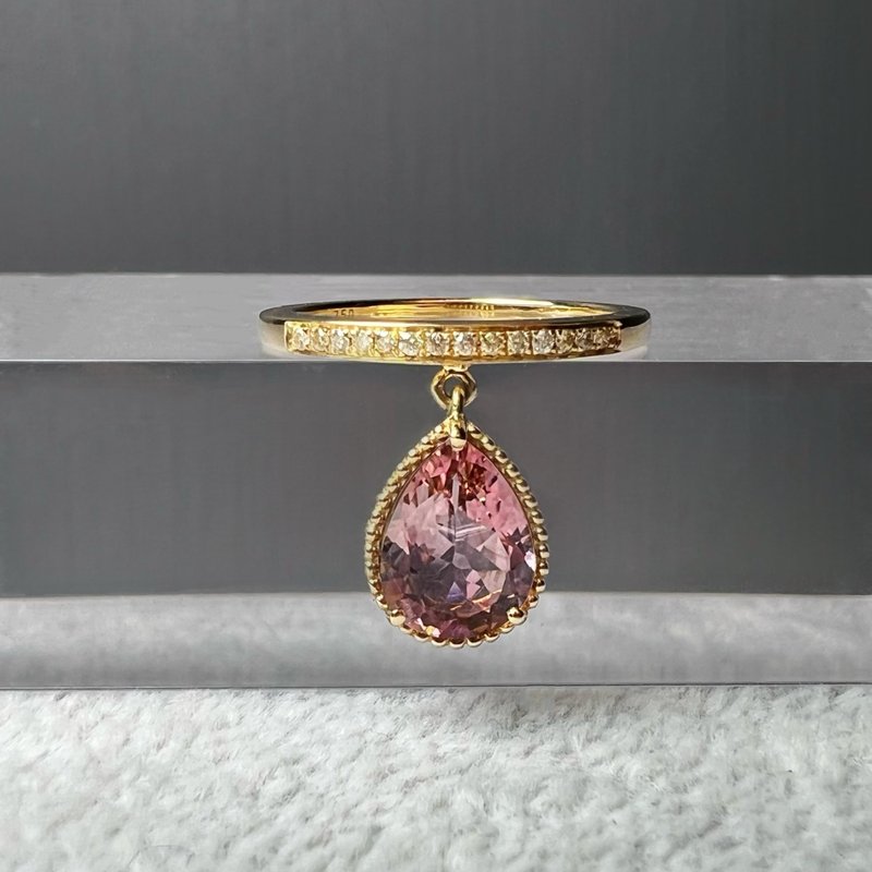 The Mono - 天然貝殼粉紅碧璽(1.30ct) 18k黃金鑽戒 - 戒指 - 貴金屬 