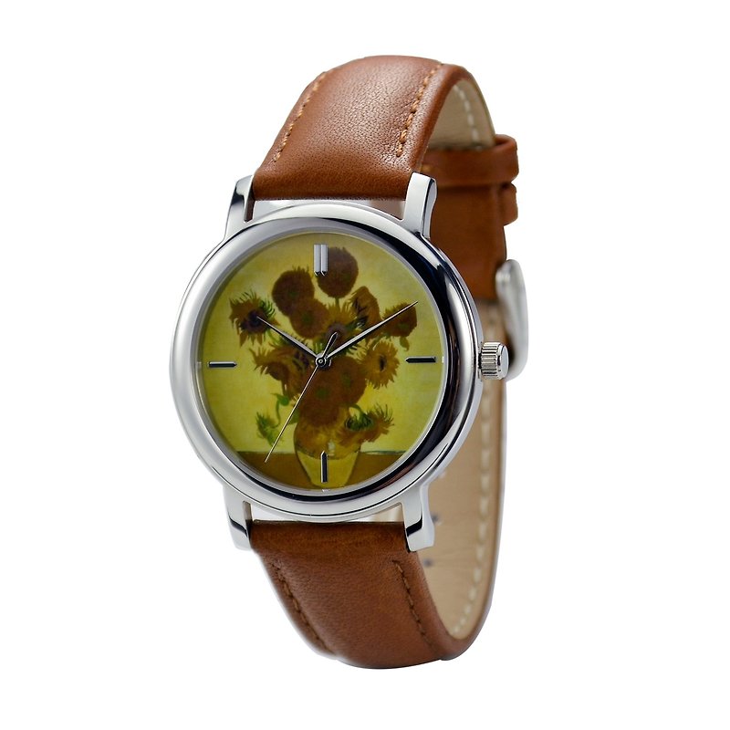 名畫手錶 (向日葵) - 全球免運 - 男裝錶/中性錶 - 其他金屬 咖啡色