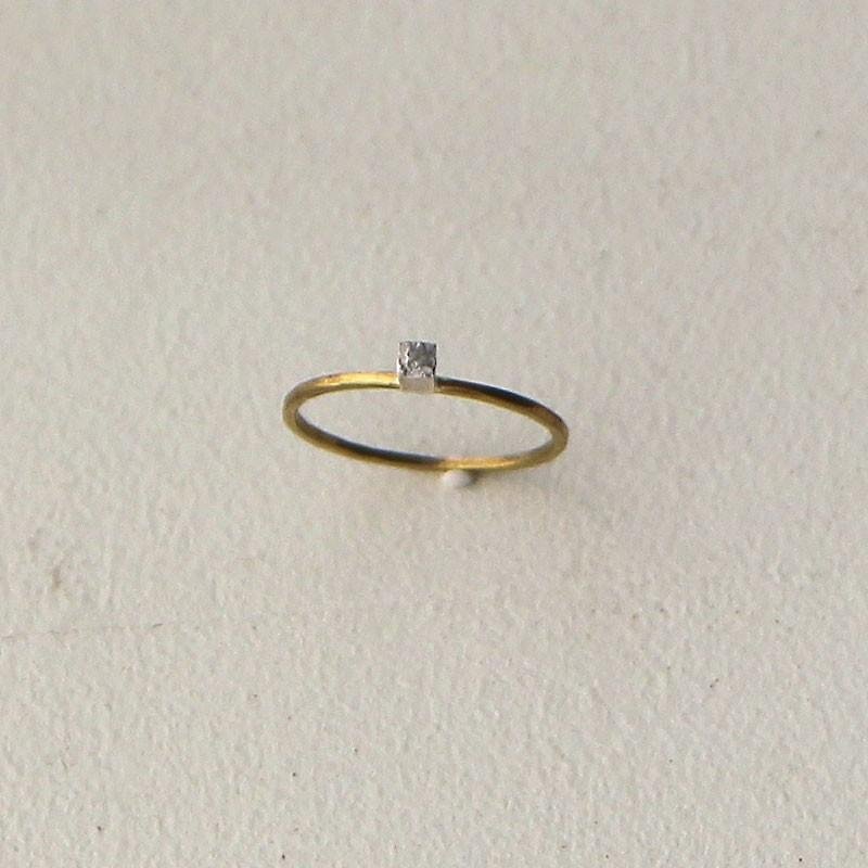 Brass ring silver cube - แหวนทั่วไป - โลหะ สีทอง