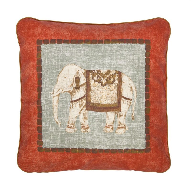 泰國 抱枕/枕套 Traditional Elephant - Orange - 枕頭/抱枕 - 亞麻 橘色