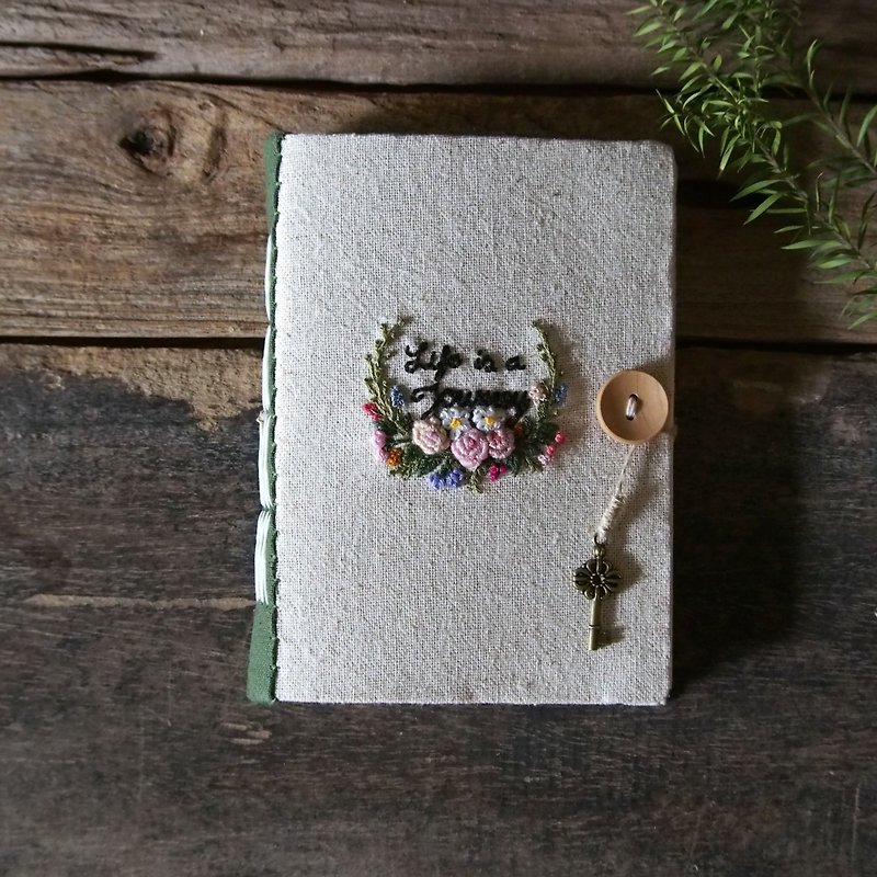 Life is a journey. fabric notebook handmade notebook diary handmade 筆記本 - 筆記簿/手帳 - 棉．麻 白色