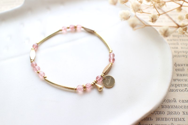 Little strawberry-Strawberry stone brass handmade bracelet - Bracelets - Other Metals 