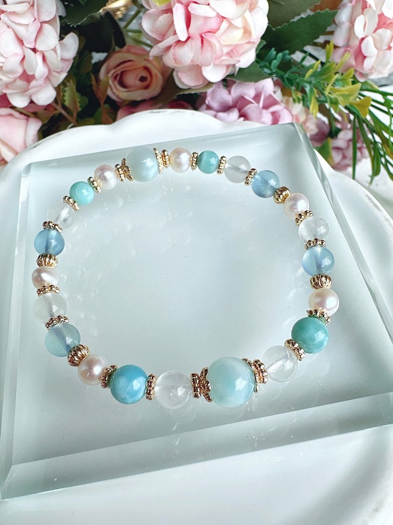 Xinchen-Lalima Pearl Aquamarine Handmade Design - Bracelets - Crystal Blue