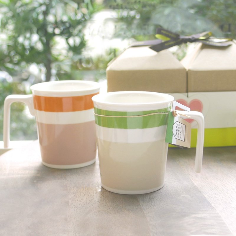 卡布其諾&綠竹林 親親馬克杯對杯禮物 -P+L設計杯無蓋 - 咖啡杯/馬克杯 - 瓷 橘色
