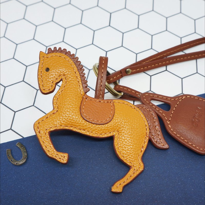 Cow Leather Zodiac Keyring-Horse - ที่ห้อยกุญแจ - หนังแท้ สีนำ้ตาล