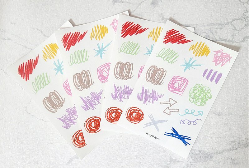 Color crayon stickers - 貼紙 - 其他材質 