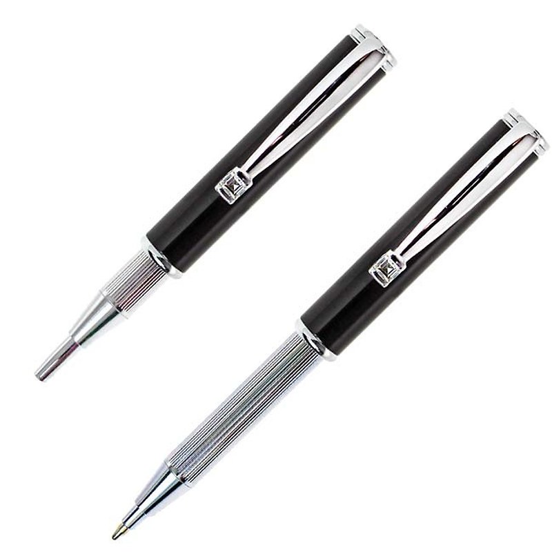 ARTEX elegant retractable pen bright Silver/ clarinet - Ballpoint & Gel Pens - Crystal Black