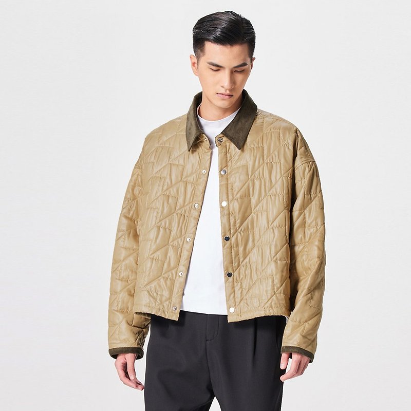 Stitching corduroy ling qiu dong leisure coat lapel cotton-padded clothes men - Men's Coats & Jackets - Polyester 