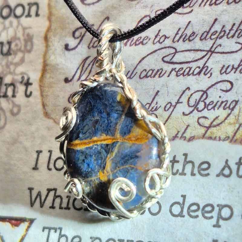 •覺醒風暴• 彼得石| 王者之石 | 手作繞線吊墜項鍊 - 項鍊 - 水晶 藍色