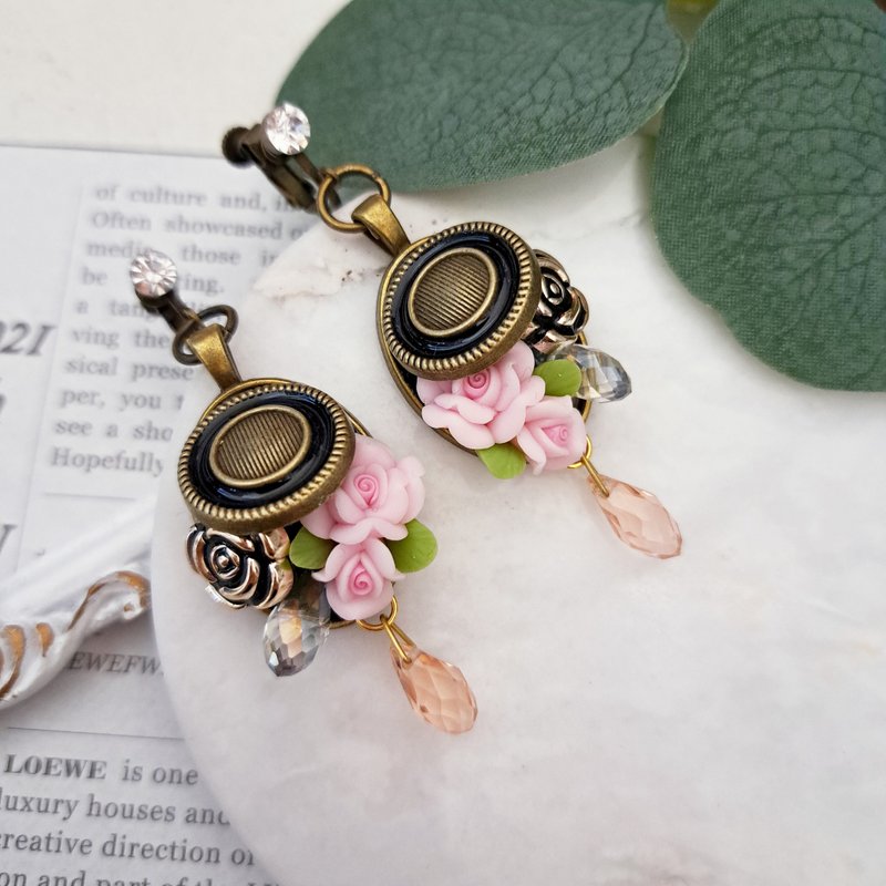 In the name of the rose. Clip On EarringsPin EarringsScrew Clip-On/// Dangle Earrings - Earrings & Clip-ons - Other Materials Pink