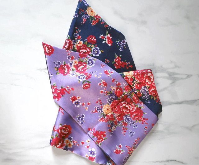 Mr. 花柄布] 台湾花柄シルクスカーフギフトボックス -グレー